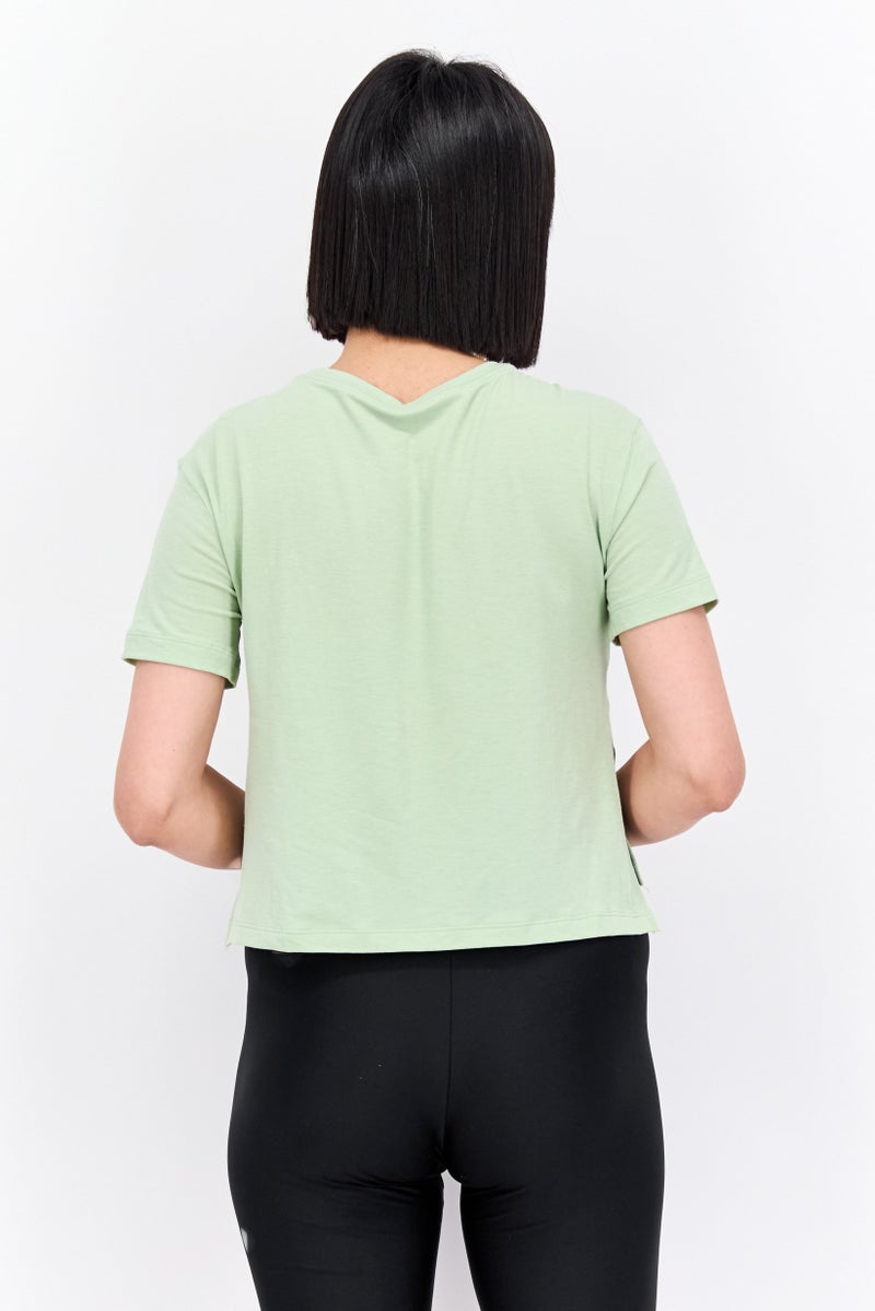 Nike Women Dri-Fit Short Sleeves Yoga Crop Top, Light Green - Image 4